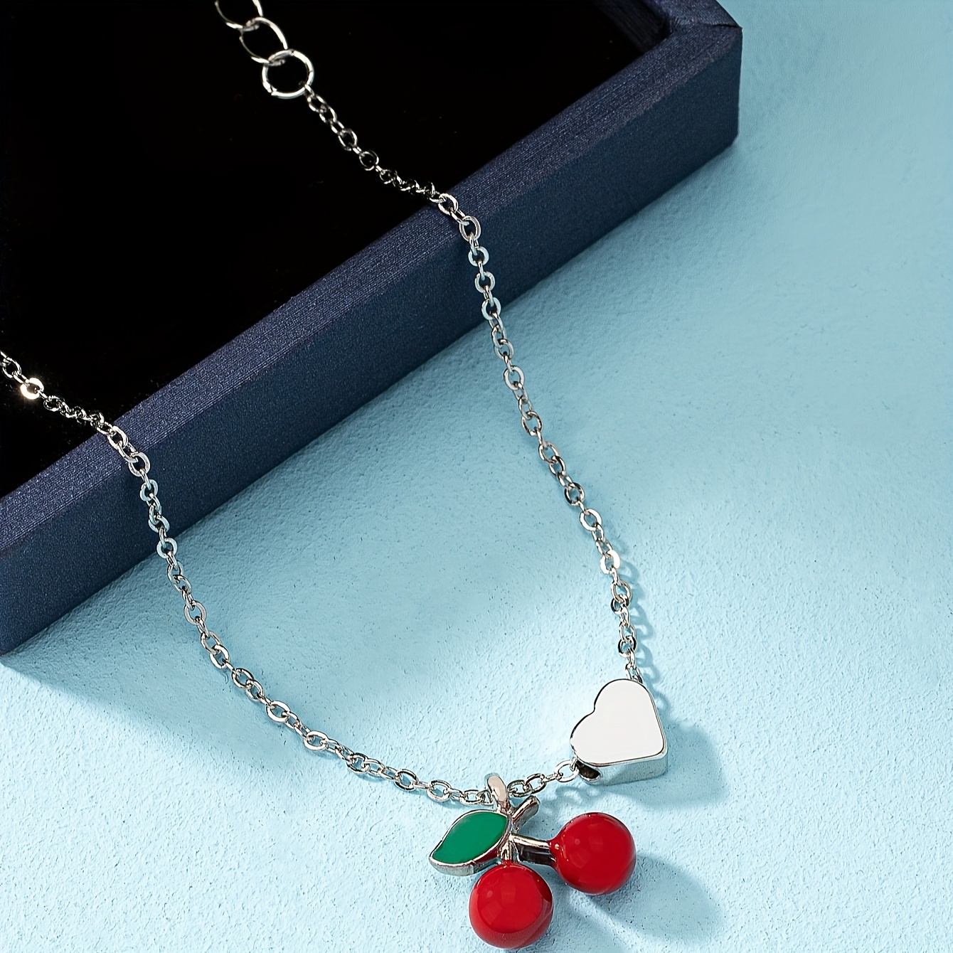 Women's Cherry Bracelet with Red Heart Pendant Anklet